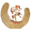 Arbre du Bonheur Cornaline sur Décor Bois de Manguier – 17 cm