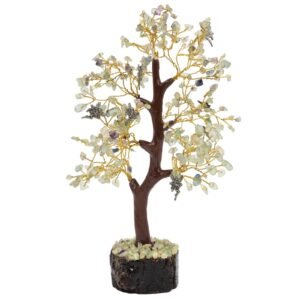 Arbre du Bonheur Fluorite et Fée – 300 Pierres, 23 cm