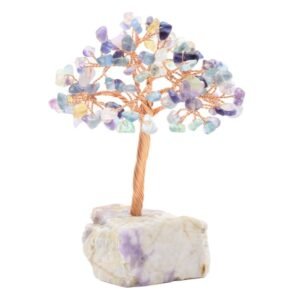 Arbre du Bonheur Fluorite sur Base Améthyste Brute – 14 cm