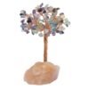 Arbre du Bonheur Fluorite sur Base Quartz Rose Brute – 14 cm