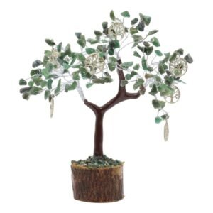 Arbre du Bonheur Jade Verte et Arbre de Vie – 160 Pierres Brutes, 15 x 18 cm