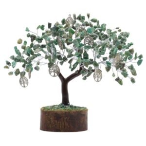 Arbre du Bonheur Jade Verte et Arbre de Vie – 300 Pierres Brutes, 22 x 25 cm