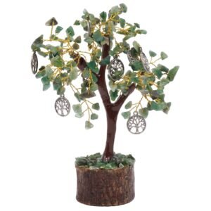 Arbre du Bonheur Jade Verte et Arbre de Vie – 160 Pierres, 18 cm