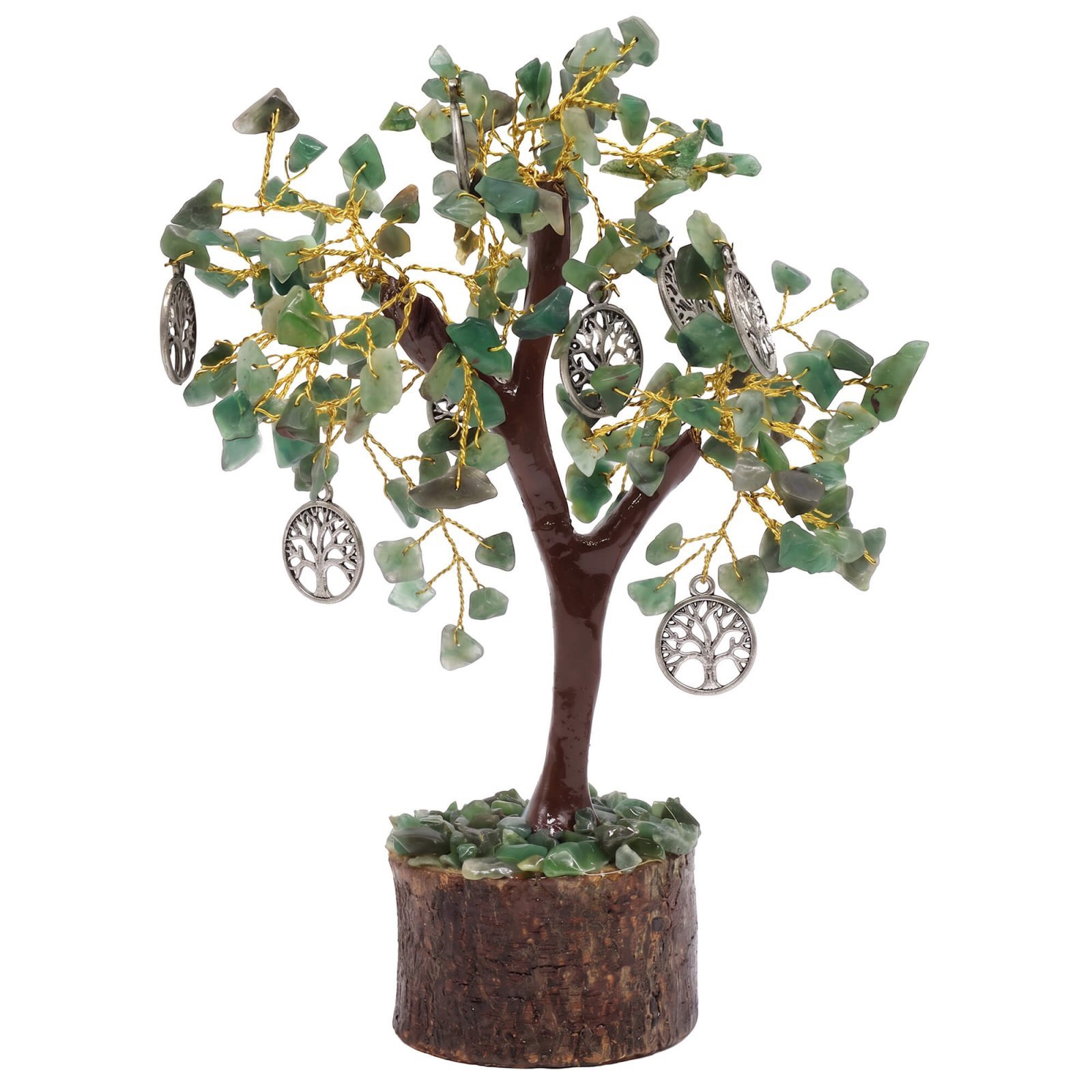 Arbre du Bonheur Jade Verte et Arbre de Vie – 160 Pierres, 18 cm