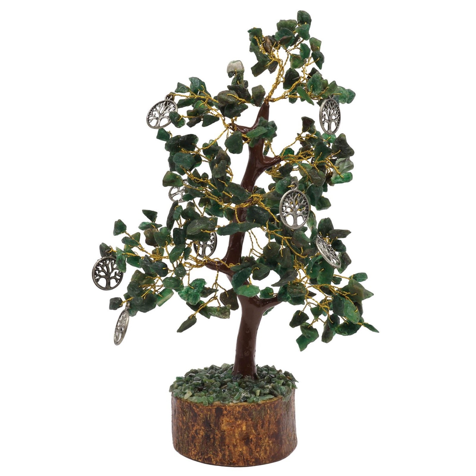 Arbre du Bonheur Jade Verte et Arbre de Vie – 300 Pierres, 23 cm