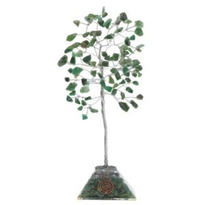 Arbre du Bonheur Jade Verte Orgonite – 100 Pierres Brutes, 8 x 21 cm