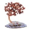 Arbre du Bonheur Jaspe Rouge sur Tranche d'Agate – 12 cm