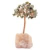 Arbre du Bonheur Labradorite sur Base Quartz Rose Brute – 14 cm