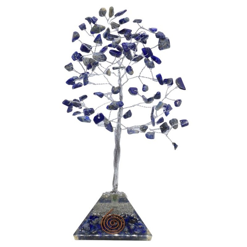 Arbre du Bonheur Lapis Lazuli Orgonite – 100 Pierres Brutes, 8 x 21 cm
