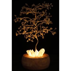 Arbre du Bonheur Lumineux Labradorite – Base Cristal de Roche, 28 cm