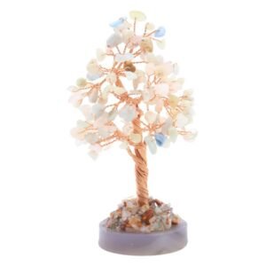 Arbre du Bonheur Morganite sur Agate Polie – 14 cm