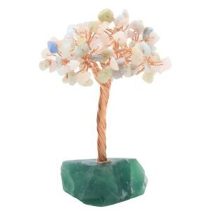 Arbre du Bonheur Morganite sur Base Fluorite Brute – 14 cm