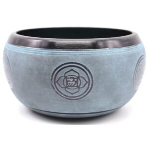 Bol Chantant Tibétain Aluminium Chakras Bleu 550 g