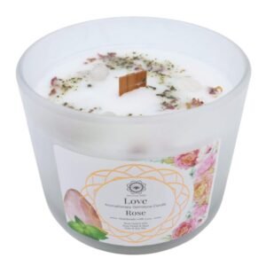 Bougie Green Tree « Amour » – Quartz Rose + Rose, 256 g