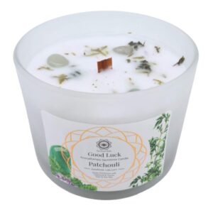 Bougie Green Tree « Bonne Chance » – Aventurine Verte + Patchouli, 256 g