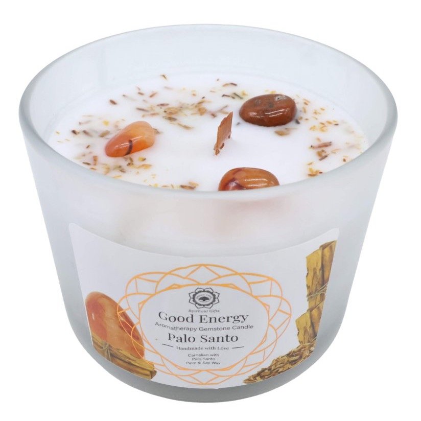 Bougie Green Tree « Energie Positive » – Cornaline + Palo Santo, 256 g