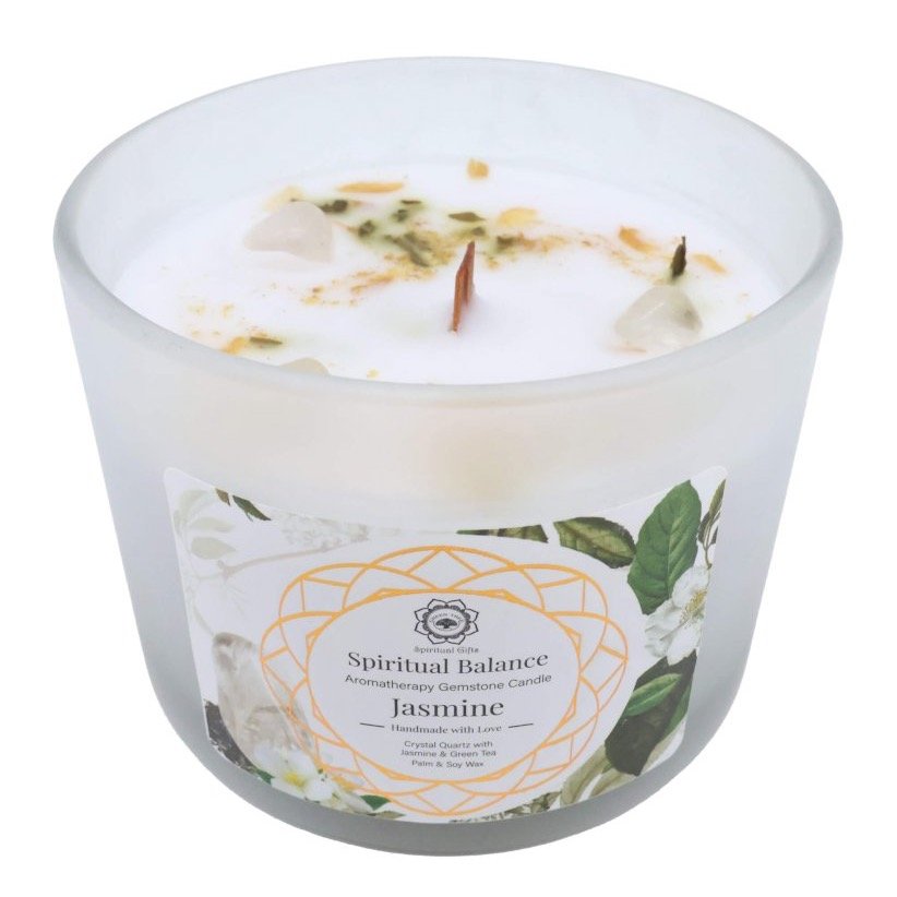 Bougie Green Tree « Equilibre Spirituel » – Cristal de Roche + Jasmin, 256 g