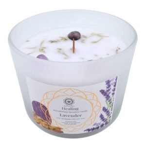 Bougie Green Tree « Guérison » – Améthyste + Lavande, 256 g