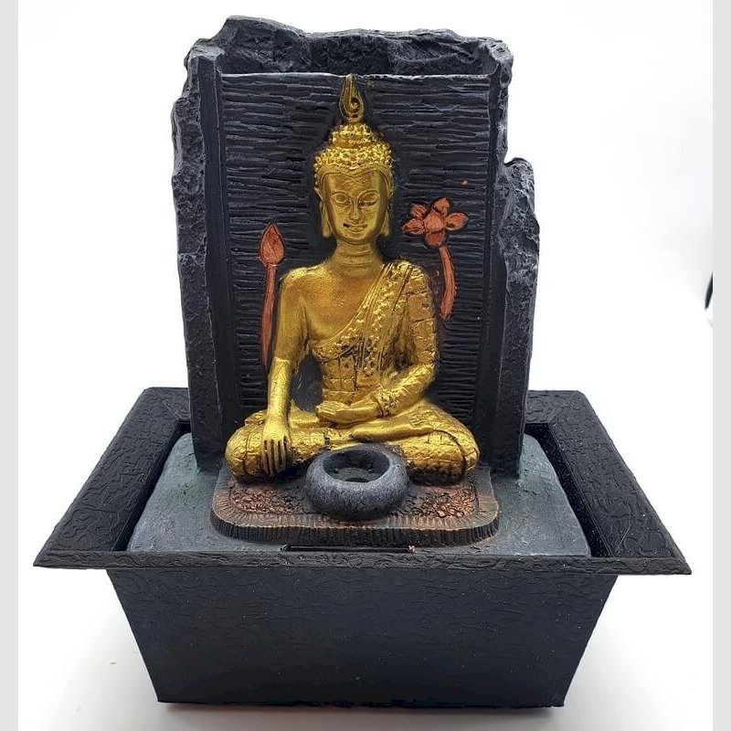Fontaine d'Intérieur Bouddha Thaï Doré – 22 cm