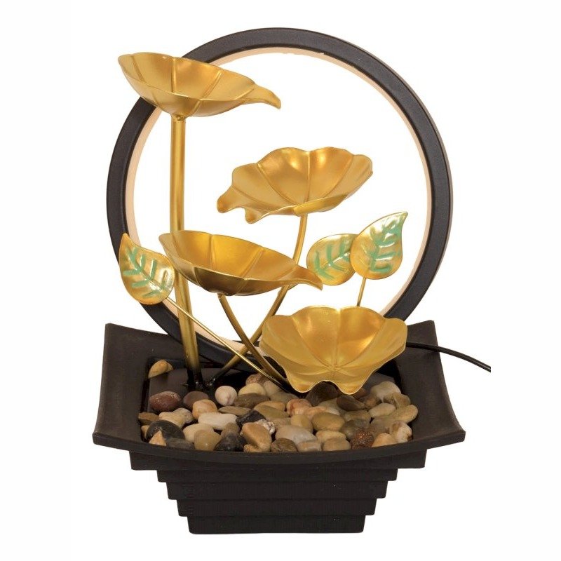 Fontaine d'Intérieur Fleurs de Forêt et Cerceau LED – 30 cm