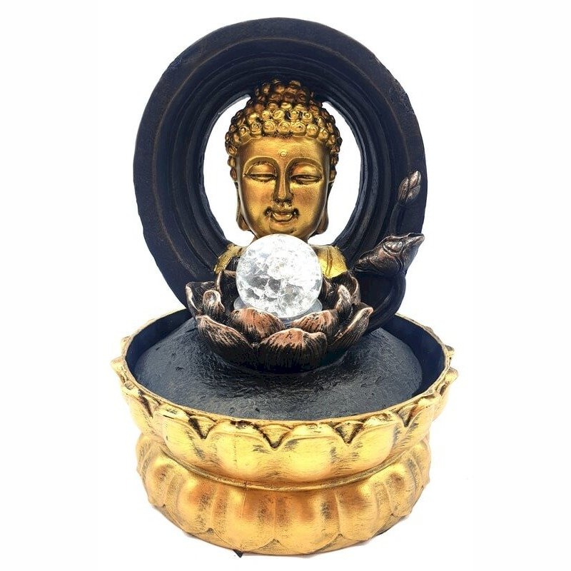 Fontaine d'Intérieur Tête Bouddha sur Cercle – 28 cm