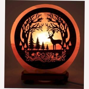 Lampe de Sel Cerf en Forêt – 4 à 6 kg, Ø 20 cm