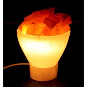 Lampe Sélénite Bol & Cristaux 20 cm