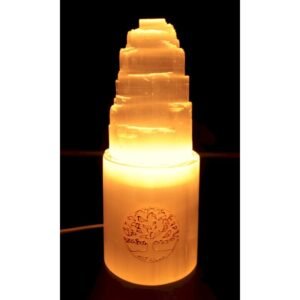 Lampe Sélénite Montagne Gravée 20 cm – Arbre de Vie
