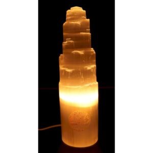 Lampe Sélénite Montagne Gravée 30 cm – Arbre de Vie