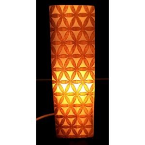 Lampe Sélénite Rectangle Gravée 25 cm – Fleur de Vie dorée