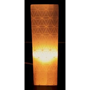 Lampe Sélénite Rectangle Gravée 25 cm – Fleur de Vie
