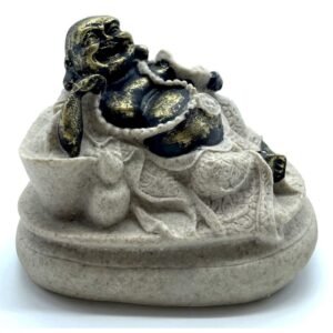Statue Résine Bouddha Rieur Gris 11 cm