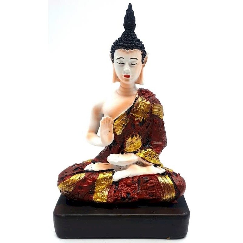 Statue Résine Bouddha Thaï Rouge 18 cm