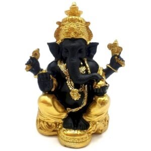 Statue Résine Ganesh Noir/Or 13 cm