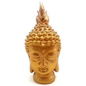 Statue Résine Tête de Bouddha Or 28 cm