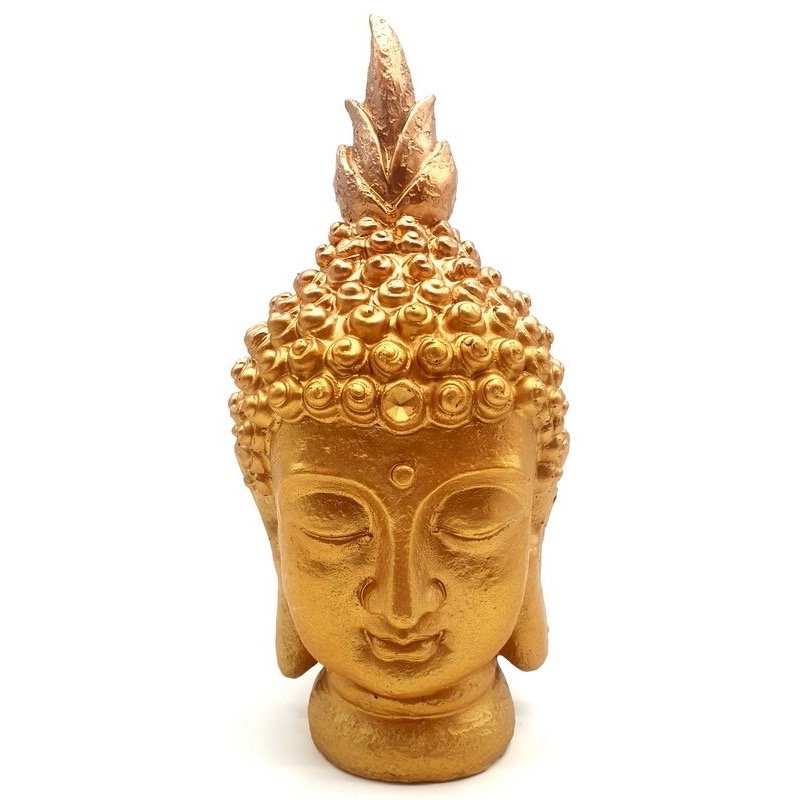 Statue Résine Tête de Bouddha Or 28 cm