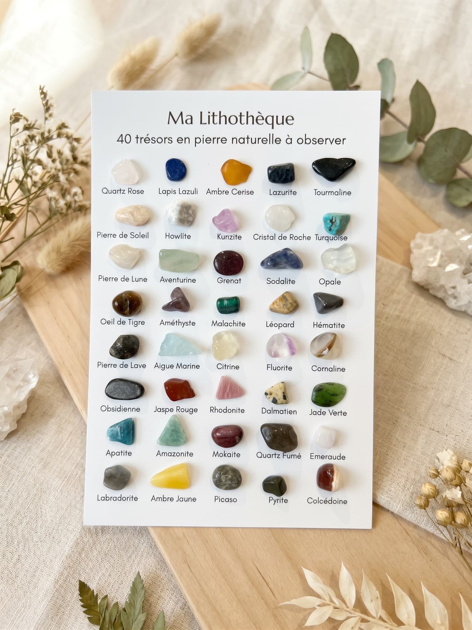 Ma Lithothèque – Collection de 40 véritables pierres naturelles - Collection Artisan Français - Yogazen